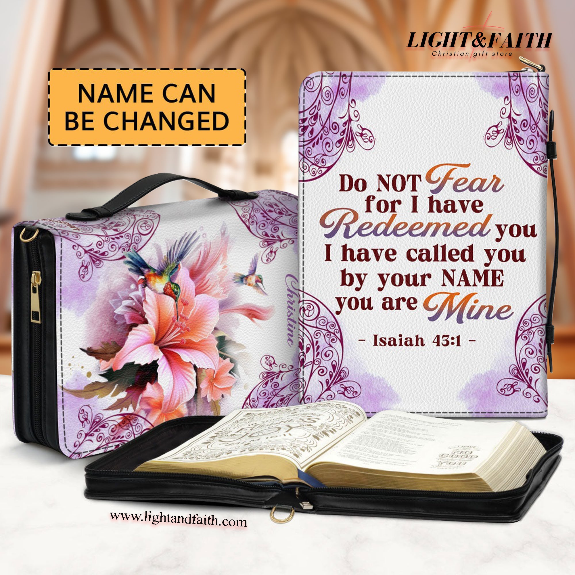 Do Not Fear Leather Book Cover, Personalized Leather Bible Cover, Christian Gift, Bible Covers Jesus Gifts
